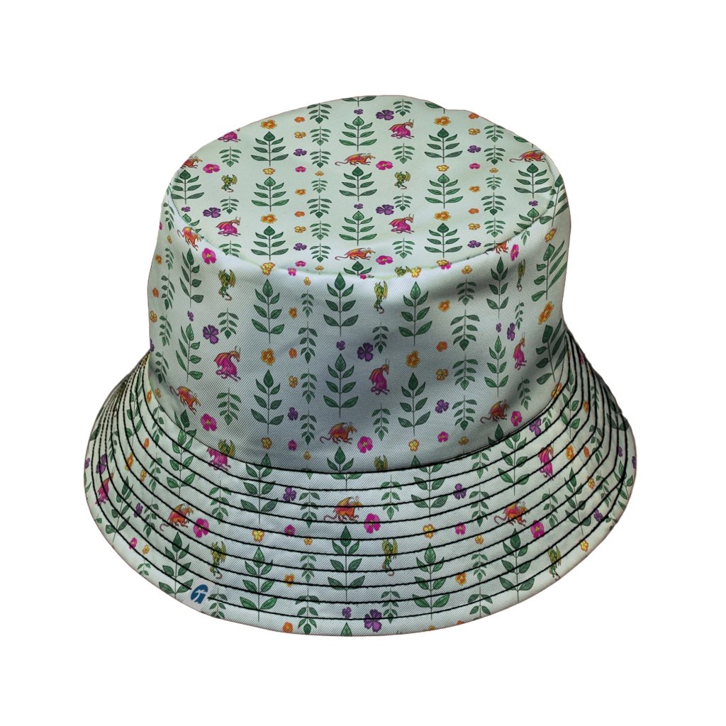 Garden Dragons Fantasy Bucket Hat - M - Black Stitching - -