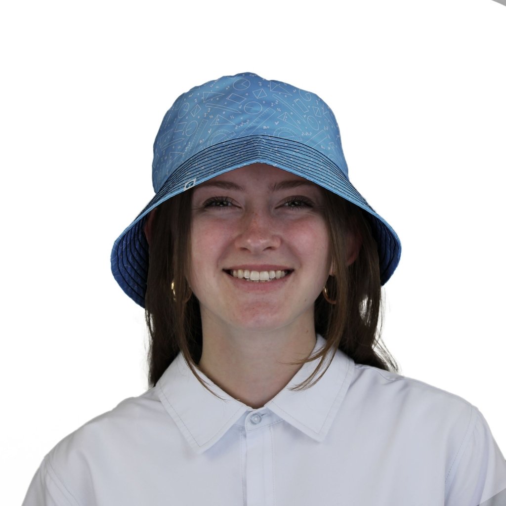 Geometry Blue Math Bucket Hat - M - Grey Stitching - -