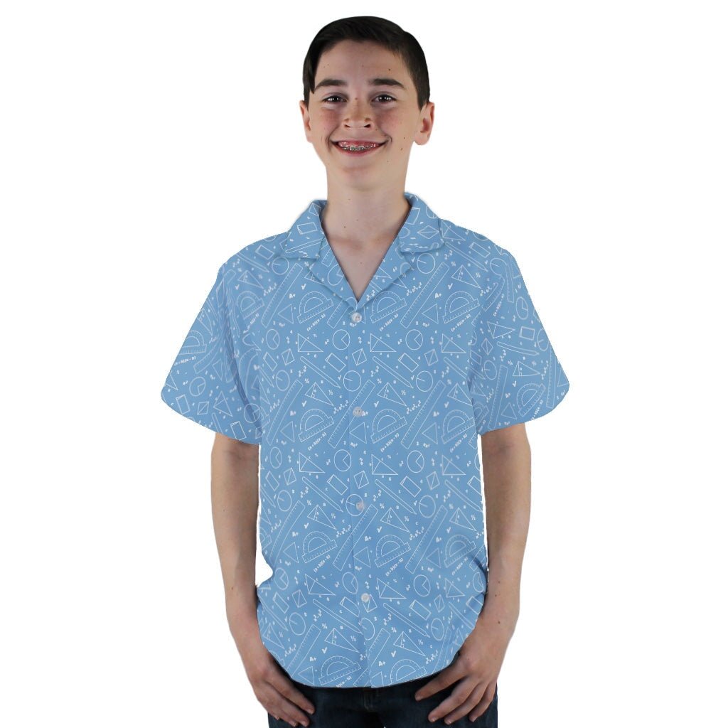 Geometry Blue Math Youth Hawaiian Shirt - YL - -