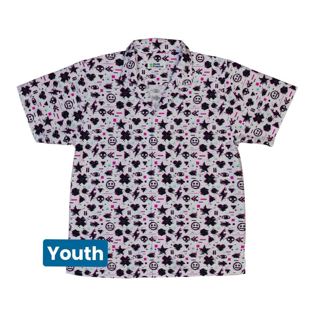 Glitchy Game Effects Video Game Youth Hawaiian Shirt - YXS - -