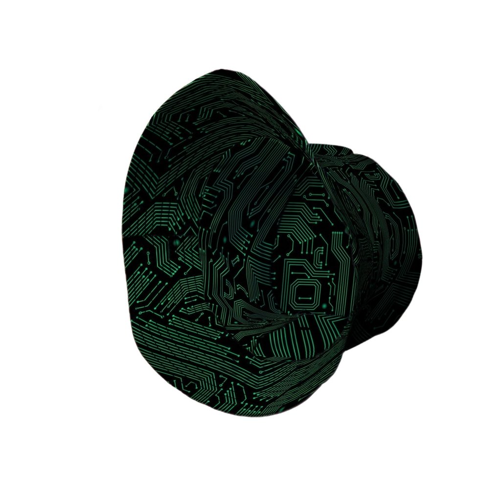 Green Black Computer Circuit Board Bucket Hat - M - Black Stitching - -