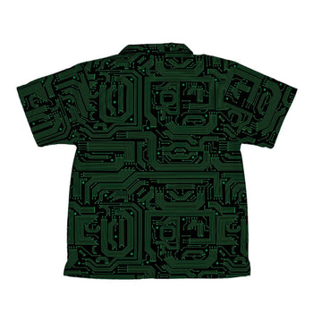 Green Black Computer Circuit Board Youth Hawaiian Shirt - YXS - -