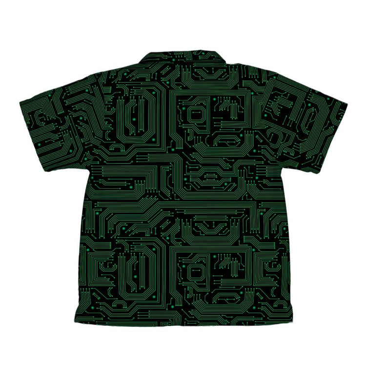 Green Black Computer Circuit Board Youth Hawaiian Shirt - YXS - -