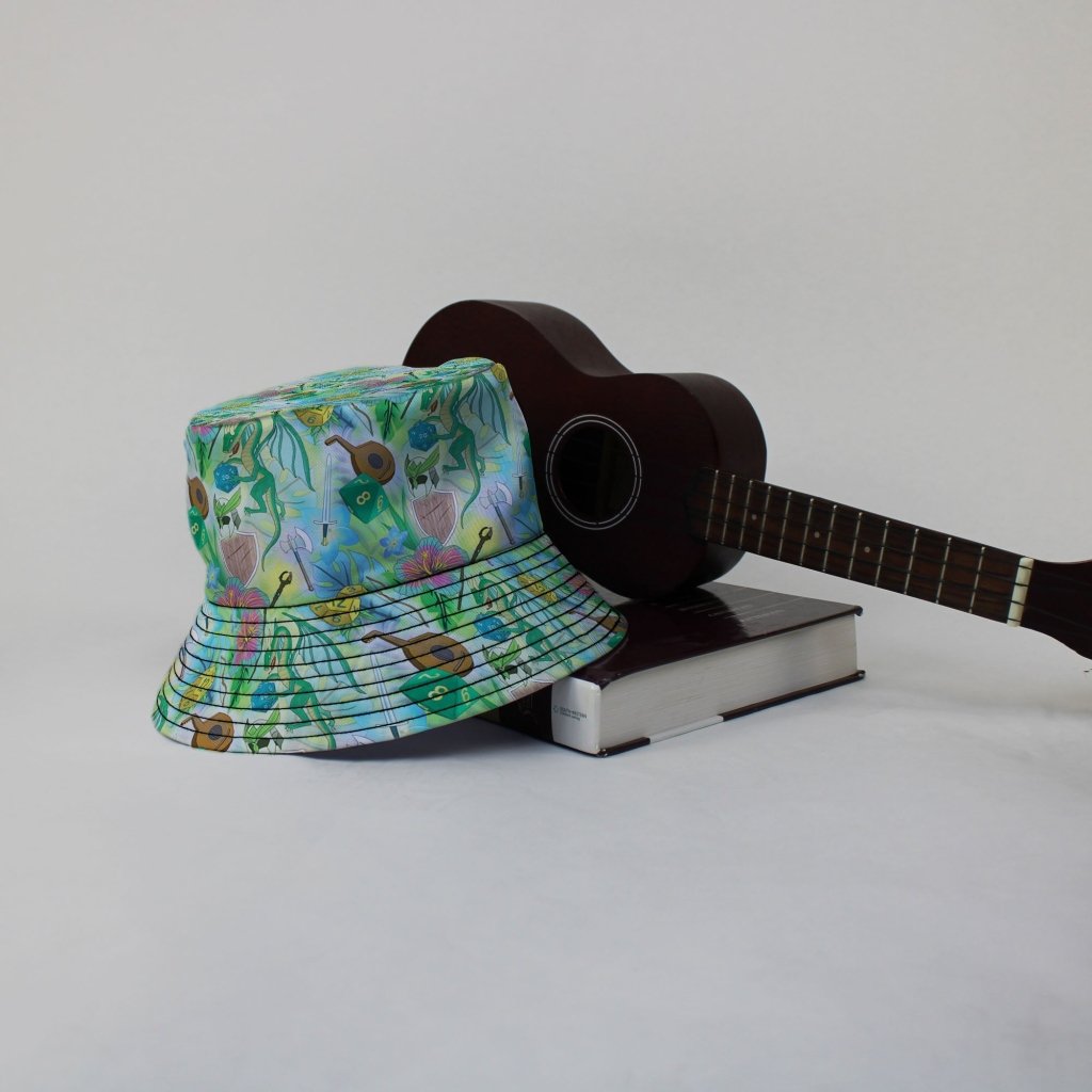 Green Dragon Encounter Dnd Bucket Hat - M - Grey Stitching - -