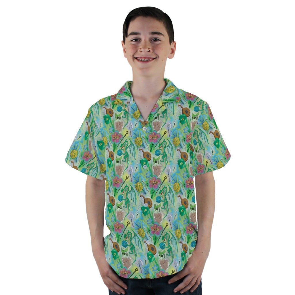 Green Dragon Encounter Dnd Youth Hawaiian Shirt - YL - -