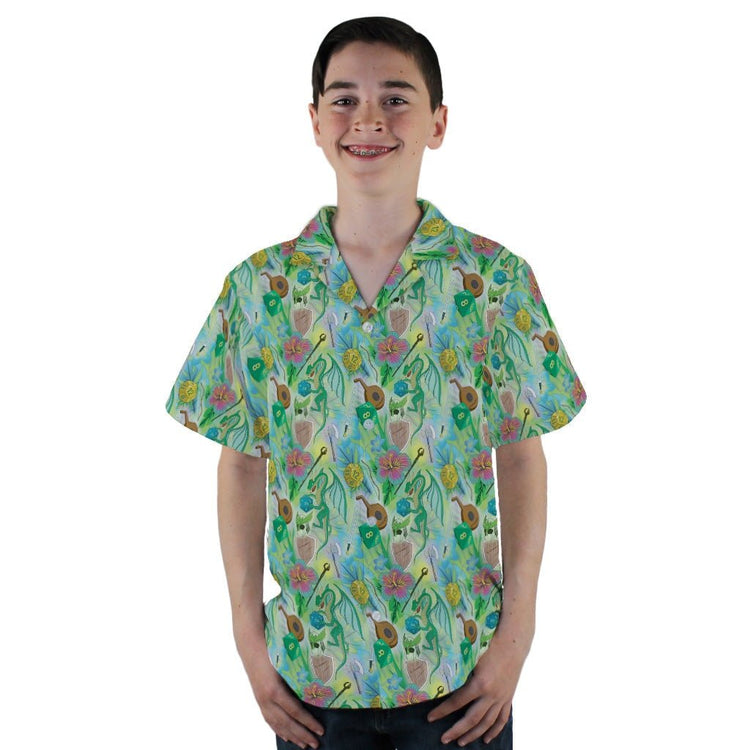 Green Dragon Encounter Dnd Youth Hawaiian Shirt - YL - -