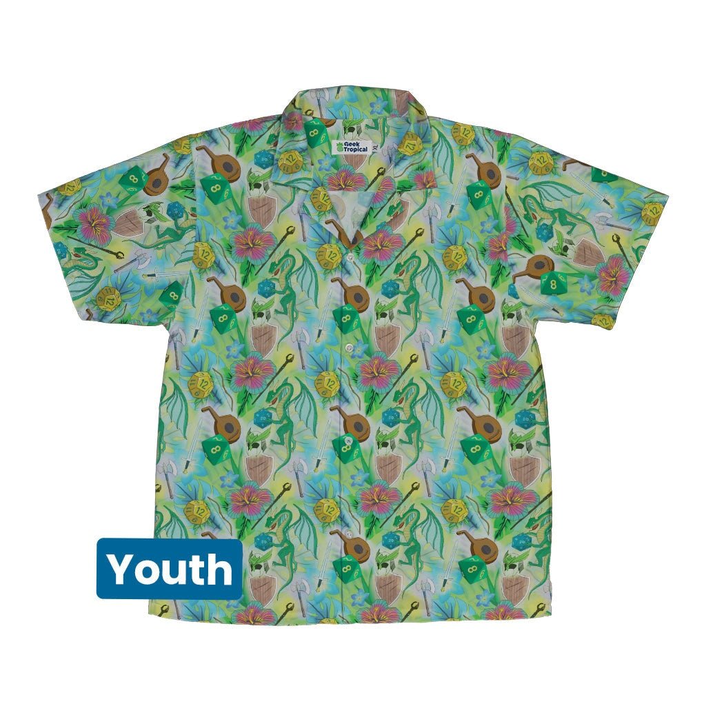Green Dragon Encounter Dnd Youth Hawaiian Shirt - YXS - -