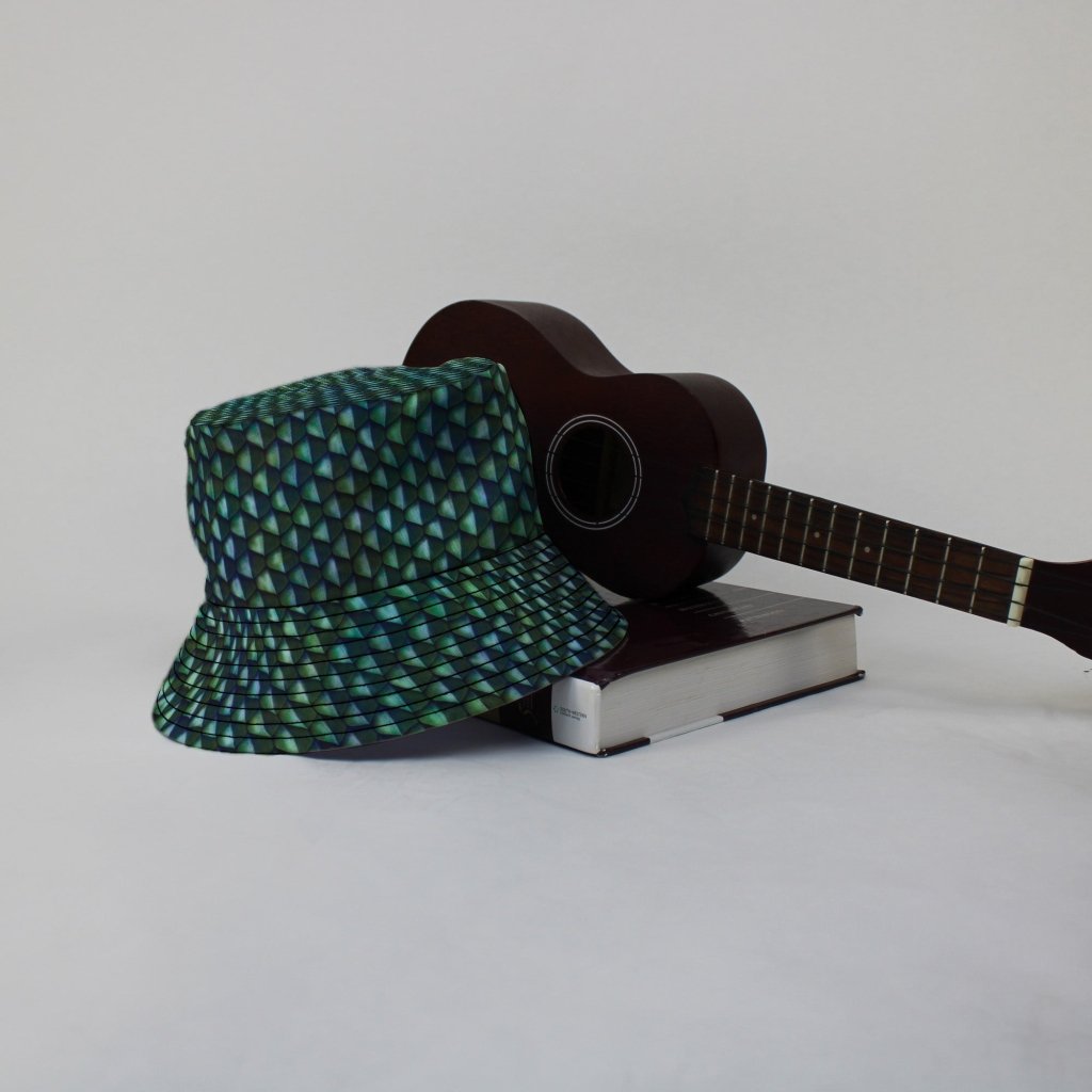 Green Dragon Scales Bucket Hat - M - Grey Stitching - -