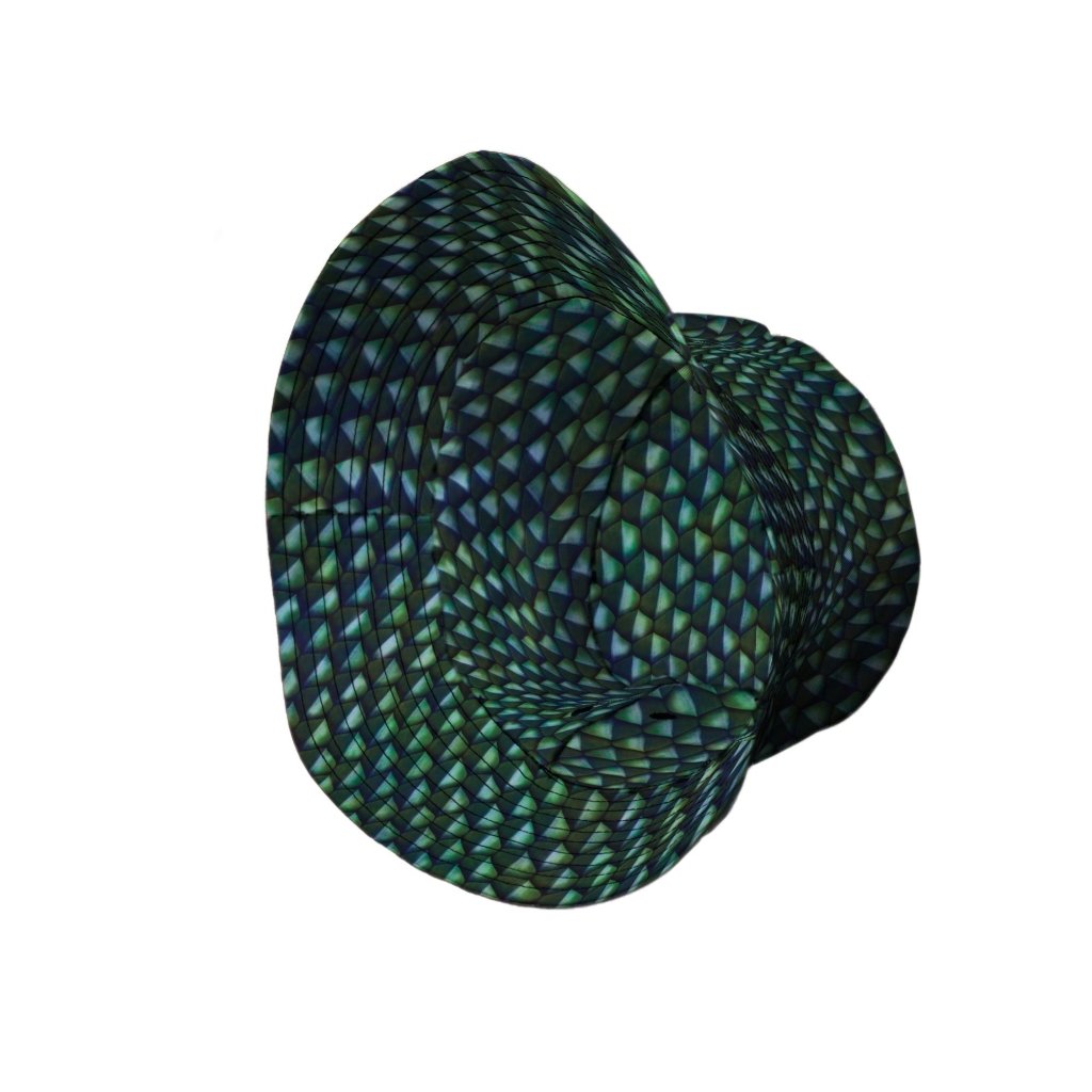 Green Dragon Scales Bucket Hat - M - Grey Stitching - -