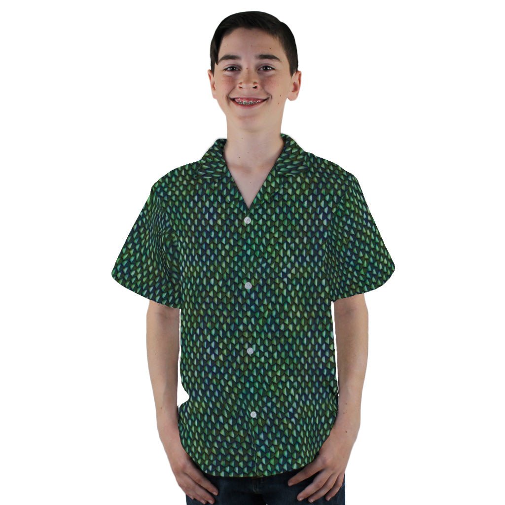Green Dragon Scales Youth Hawaiian Shirt - YXS - -