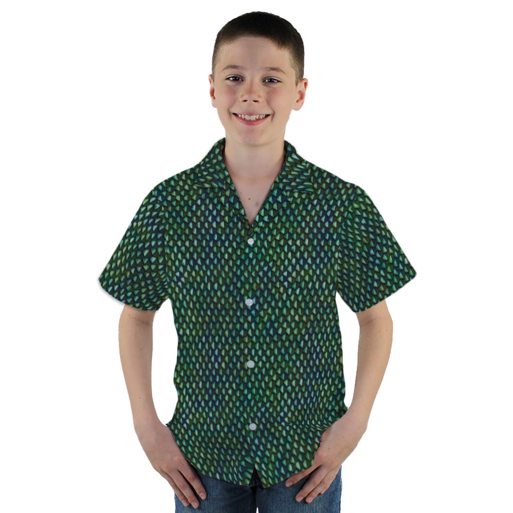 Green Dragon Scales Youth Hawaiian Shirt - YXS - -