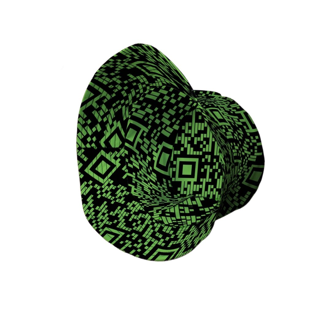 Green QR Codes Bucket Hat - M - Black Stitching - -