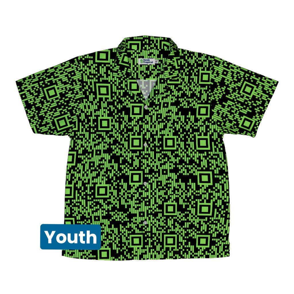Green QR Codes Youth Hawaiian Shirt - YXS - -