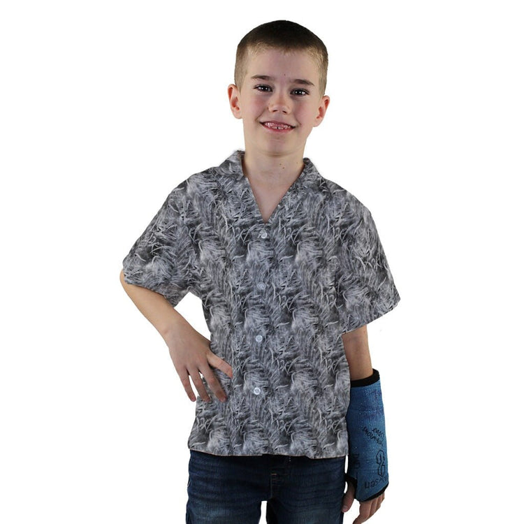 Grey Hawaiian Space Youth Hawaiian Shirt - YXS - -
