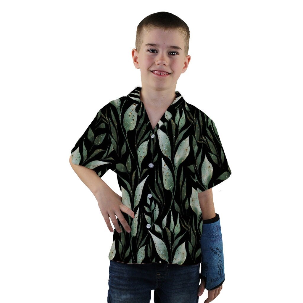 Growing Leaves Metallic Specs Youth Hawaiian Shirt - YXS - -