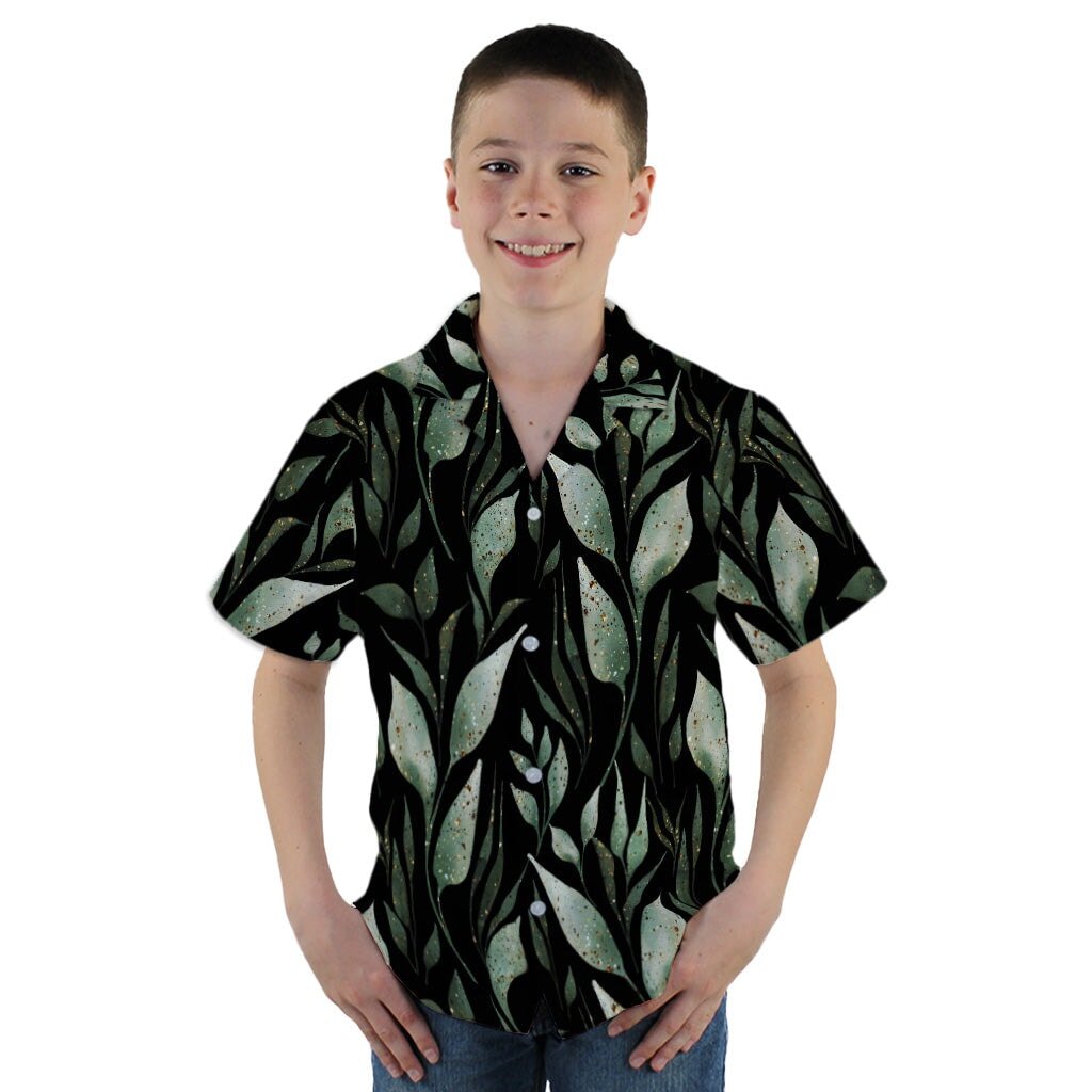 Growing Leaves Metallic Specs Youth Hawaiian Shirt - YM - -