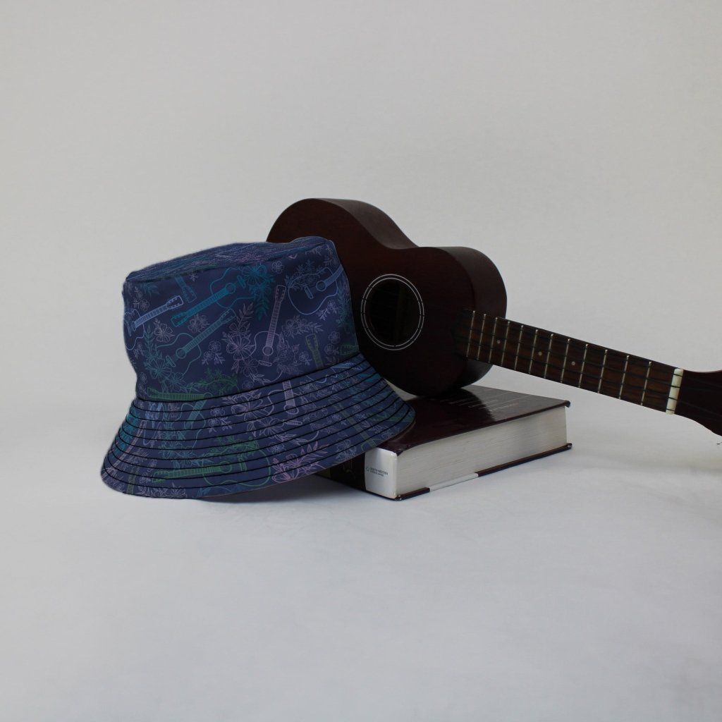 Guitar Blossoms Bucket Hat - M - Grey Stitching - -