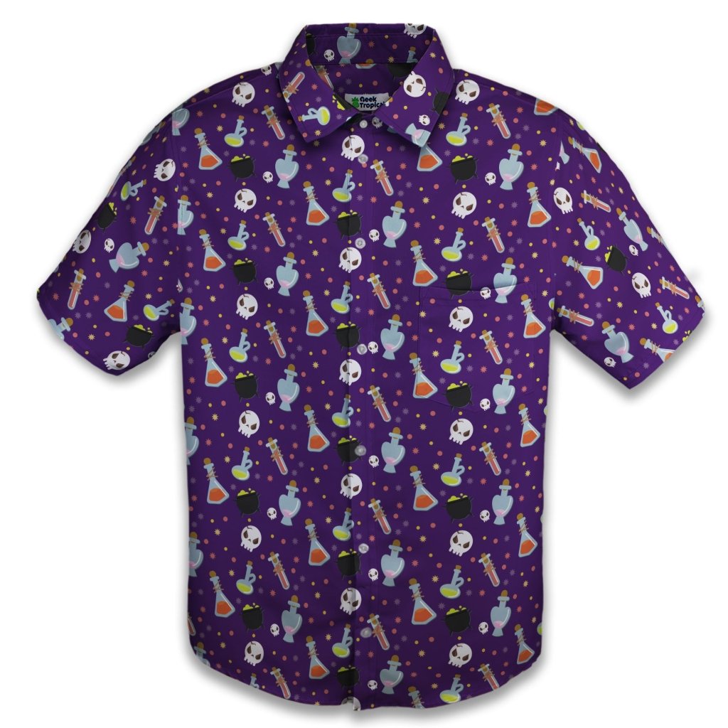 Halloween DND Potions Button Up Shirt - S - Button Down Shirt - No Pocket -
