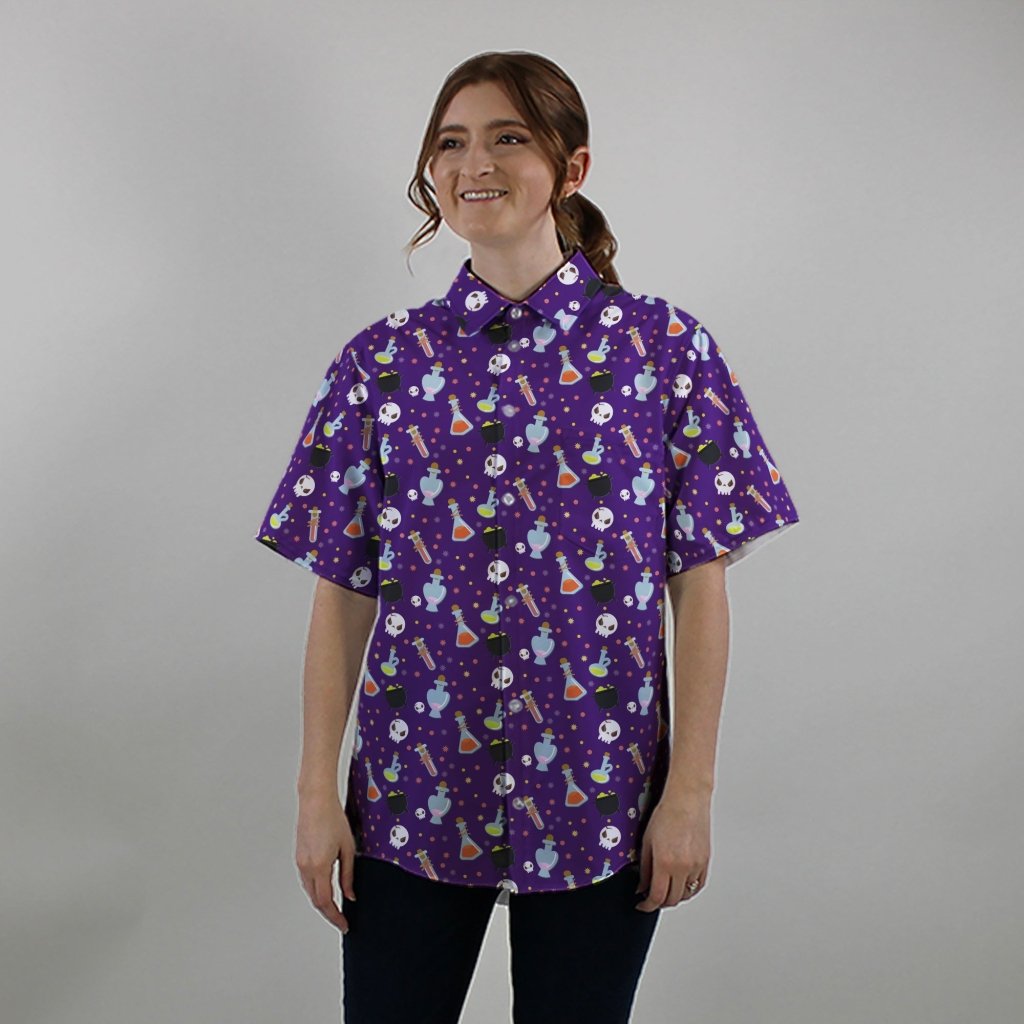 Halloween DND Potions Button Up Shirt - S - Hawaiian Shirt - No Pocket -