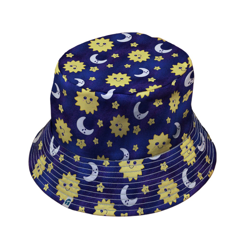 Happy Sun Moon Bucket Hat - M - Grey Stitching - -