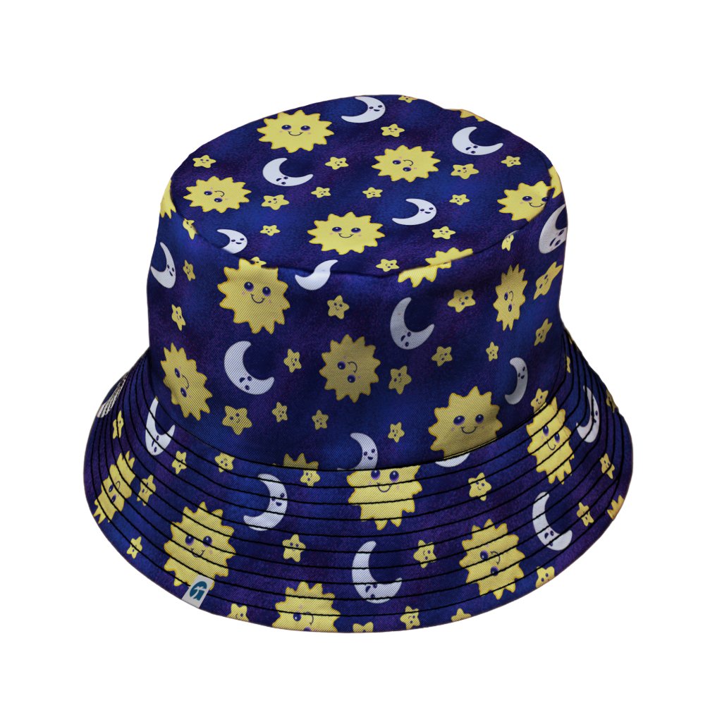 Happy Sun Moon Bucket Hat - M - Black Stitching - -