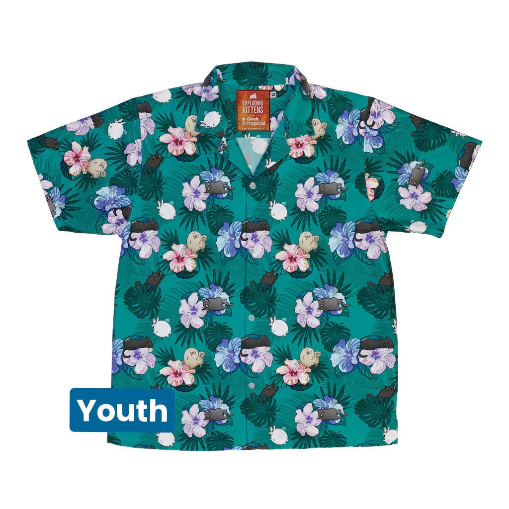 Hawaiian Exploding Kittens Youth Hawaiian Shirt - YXS - -