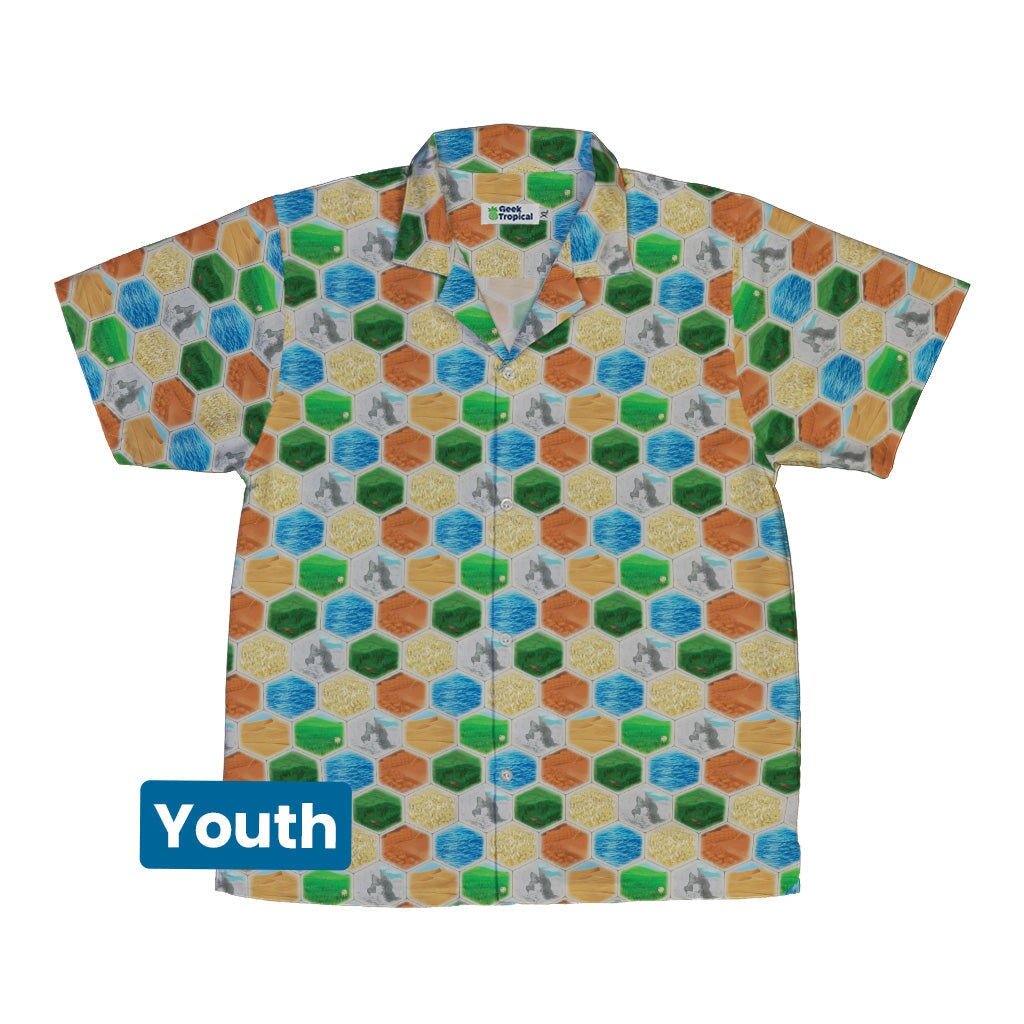 Hexagon Tile Board Game Youth Hawaiian Shirt - YXS - -