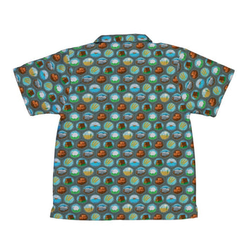 Hexagon Tile Game Symbols Youth Hawaiian Shirt - YXS - -