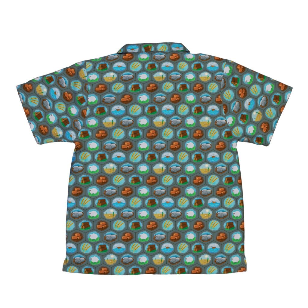 Hexagon Tile Game Symbols Youth Hawaiian Shirt - YXS - -