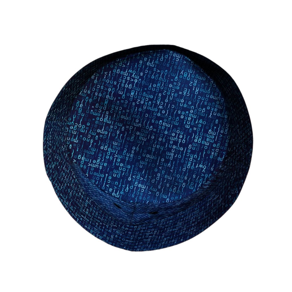 Javascript Computer Code Blue Bucket Hat - M - Black Stitching - -