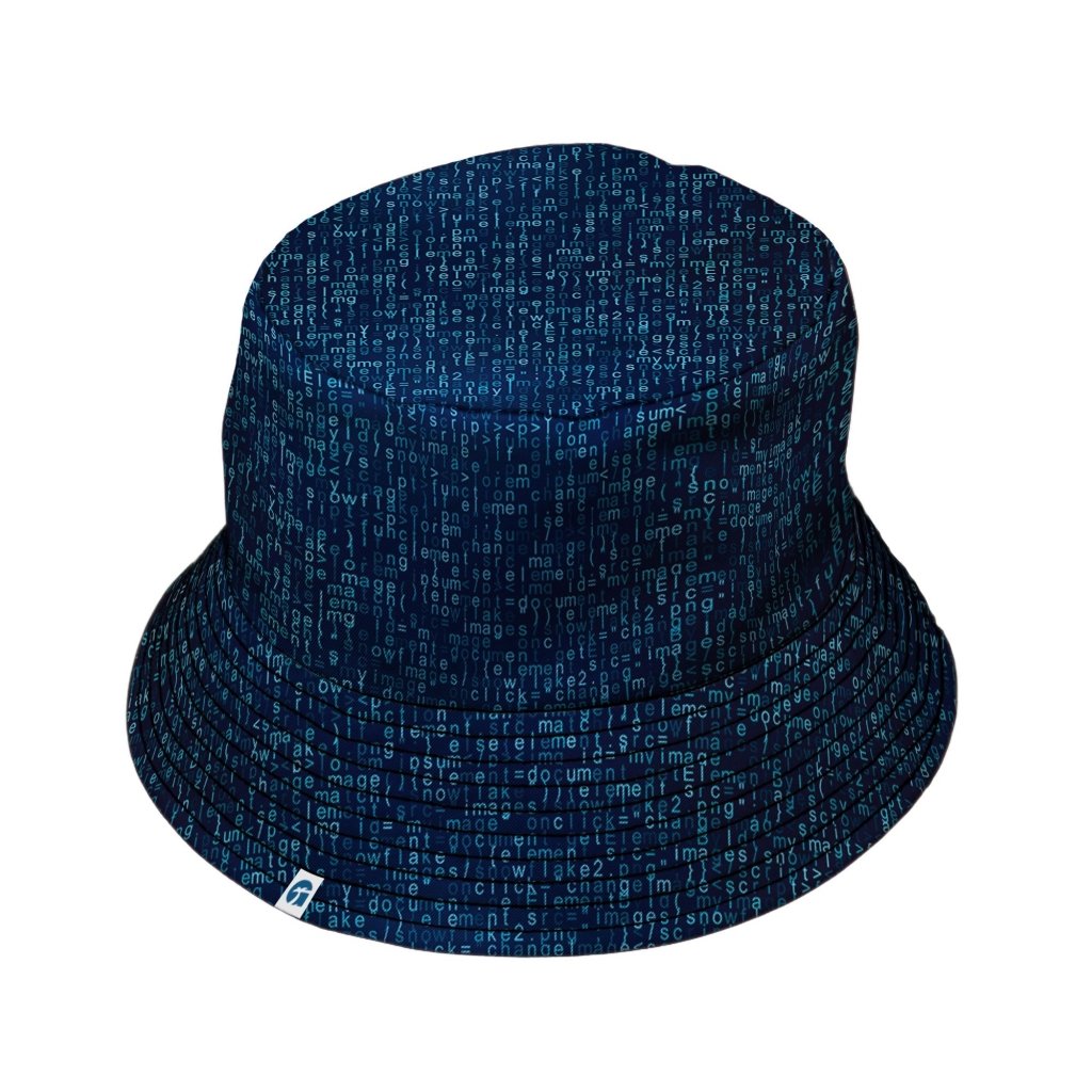 Javascript Computer Code Blue Bucket Hat - M - Grey Stitching - -