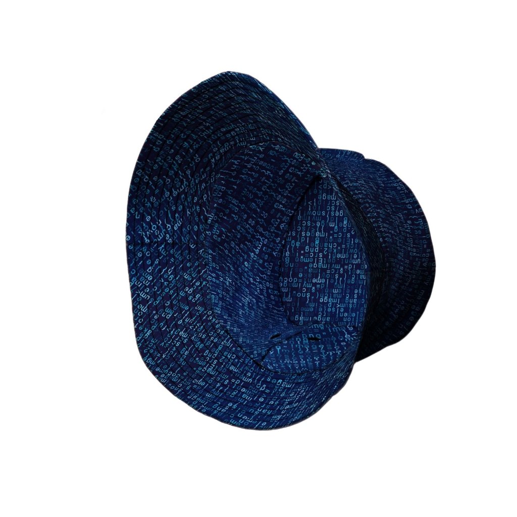 Javascript Computer Code Blue Bucket Hat - M - Black Stitching - -