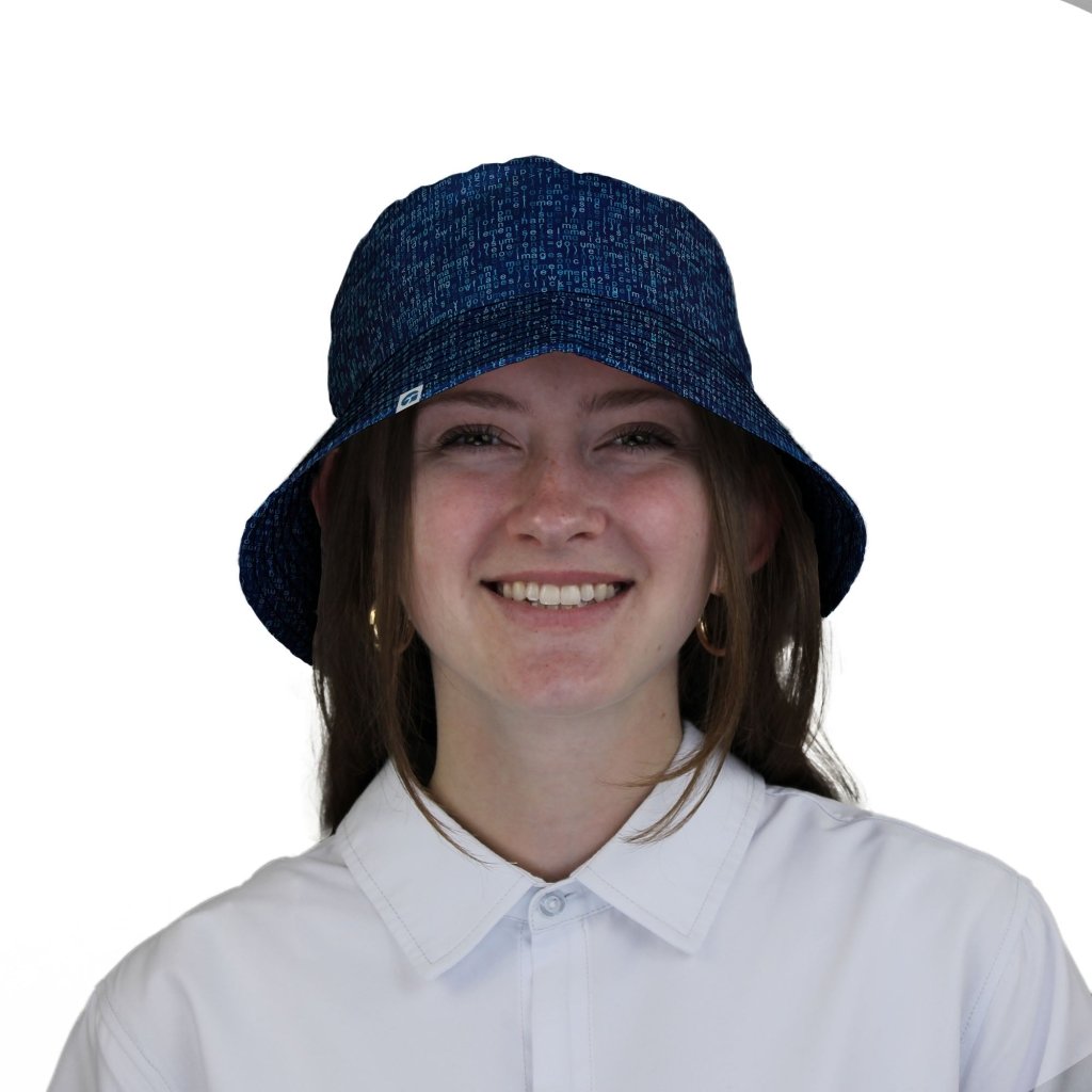 Javascript Computer Code Blue Bucket Hat - M - Black Stitching - -