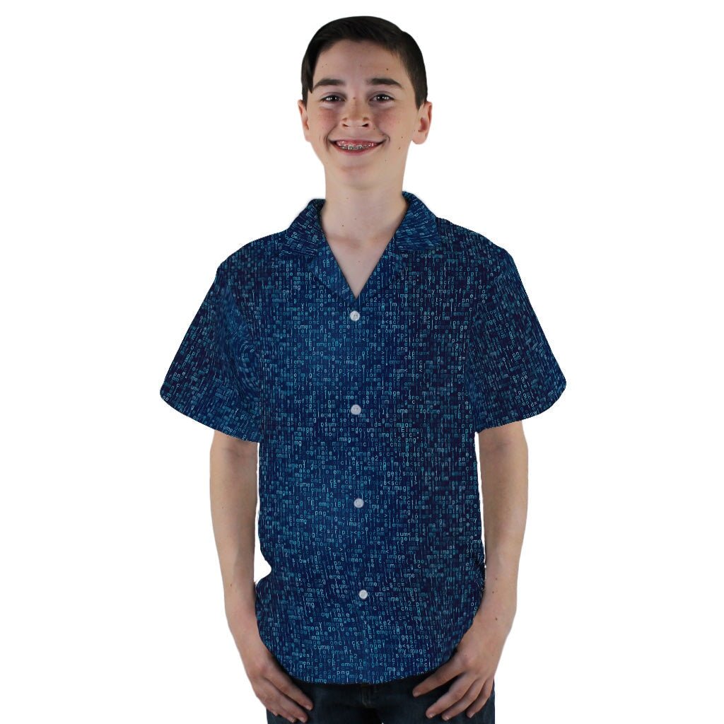 Javascript Computer Code Blue Youth Hawaiian Shirt - YL - -