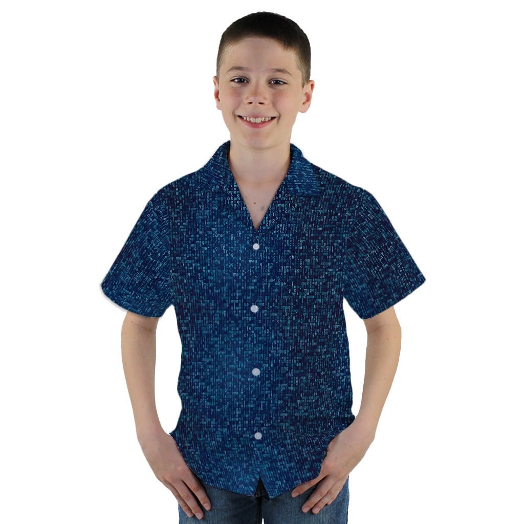 Javascript Computer Code Blue Youth Hawaiian Shirt - YM - -