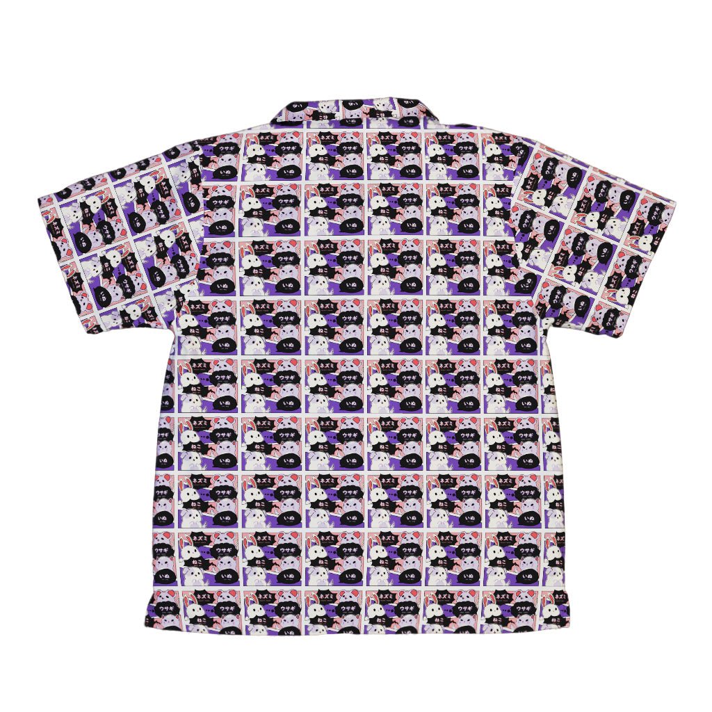 Kawaii Animal Comic Panel Purple Youth Hawaiian Shirt - YXS - -