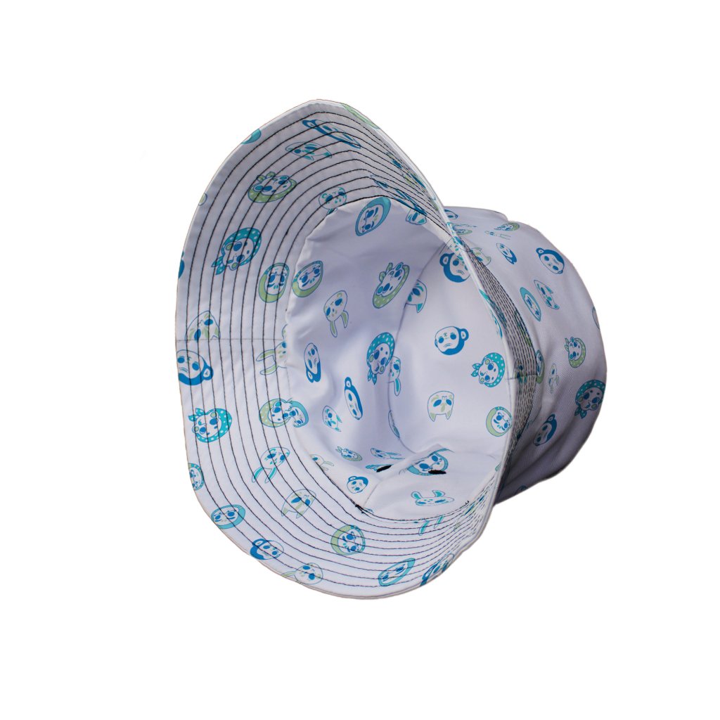 Kawaii Masks Parade Blue Light Bucket Hat - M - Black Stitching - -