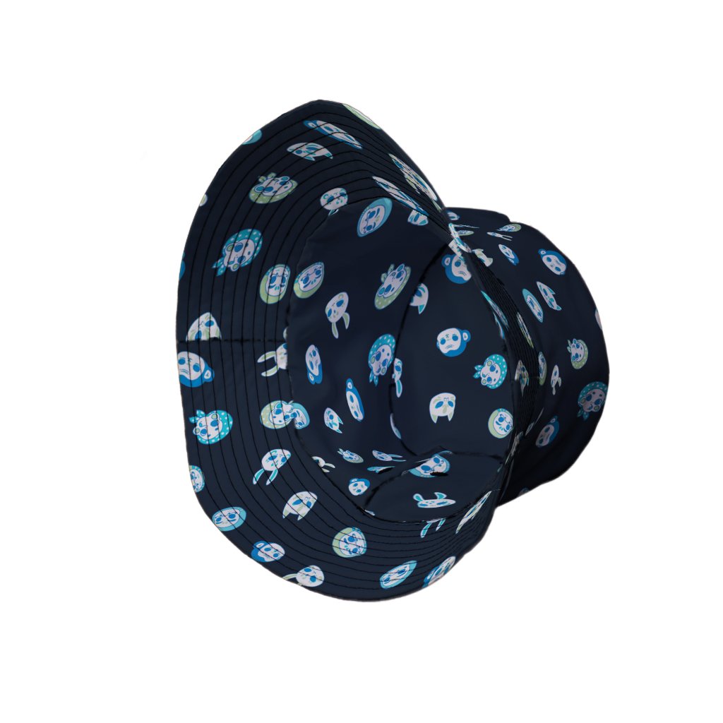 Kawaii Masks Parade Blue Night Bucket Hat - M - Grey Stitching - -