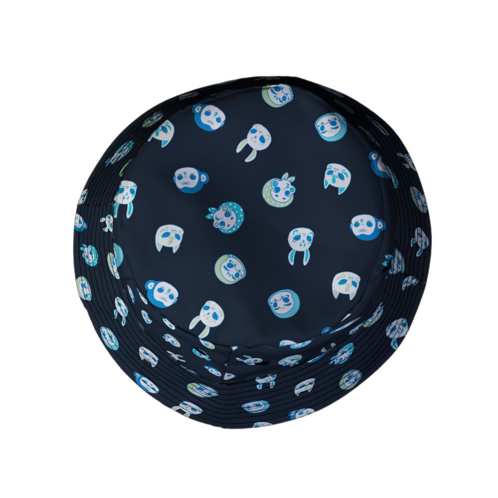 Kawaii Masks Parade Blue Night Bucket Hat - M - Grey Stitching - -