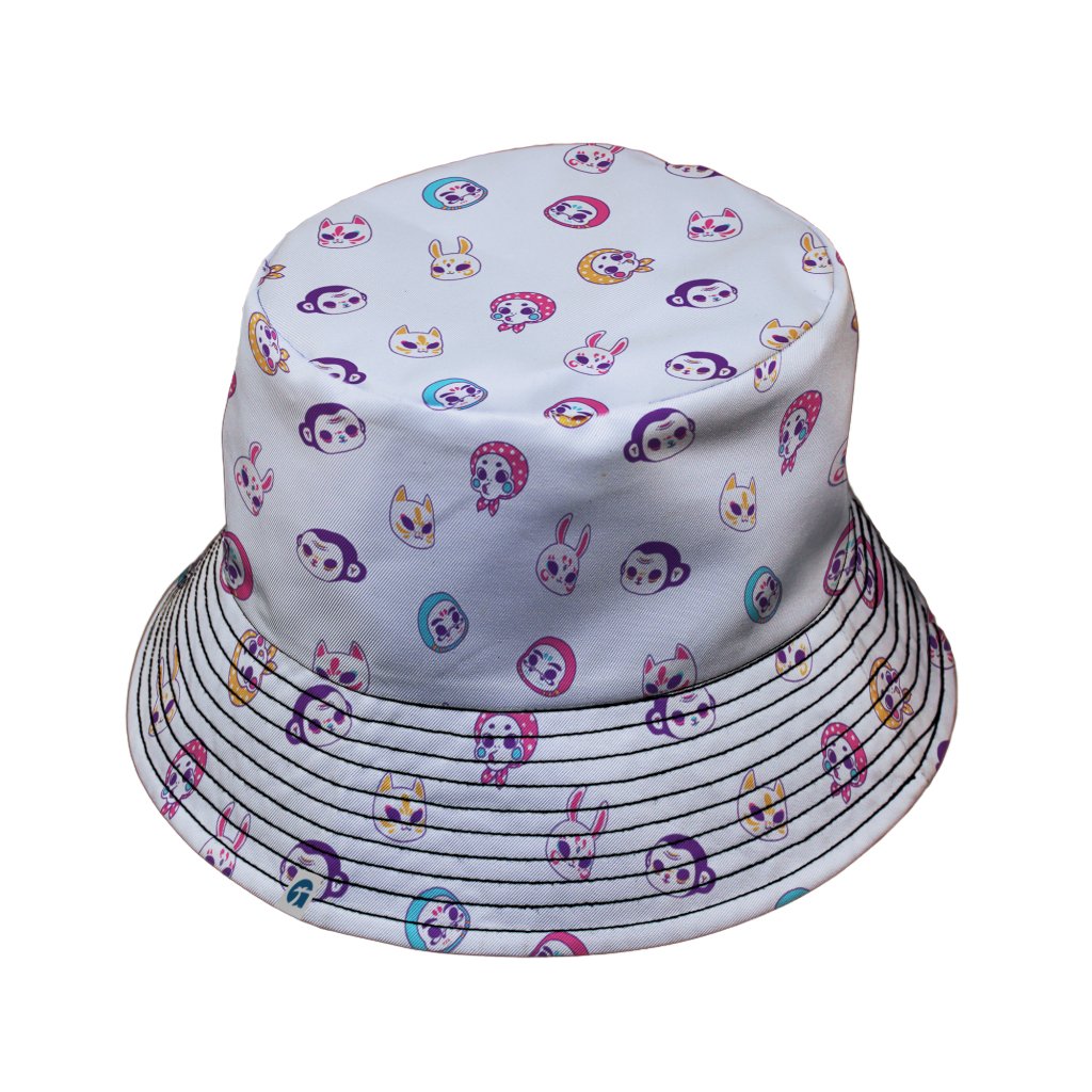 Kawaii Masks Parade Light Bucket Hat - M - Black Stitching - -