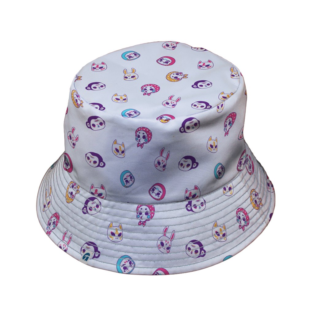 Kawaii Masks Parade Light Bucket Hat - M - Grey Stitching - -