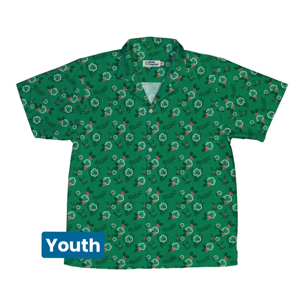 Leafy Mistletoe Dice Youth Hawaiian Shirt - YXS - -