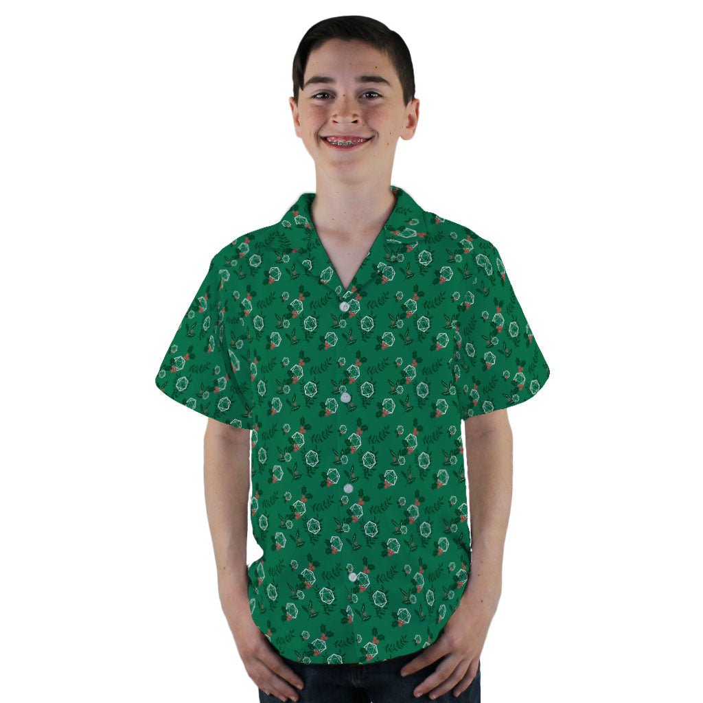 Leafy Mistletoe Dice Youth Hawaiian Shirt - YL - -