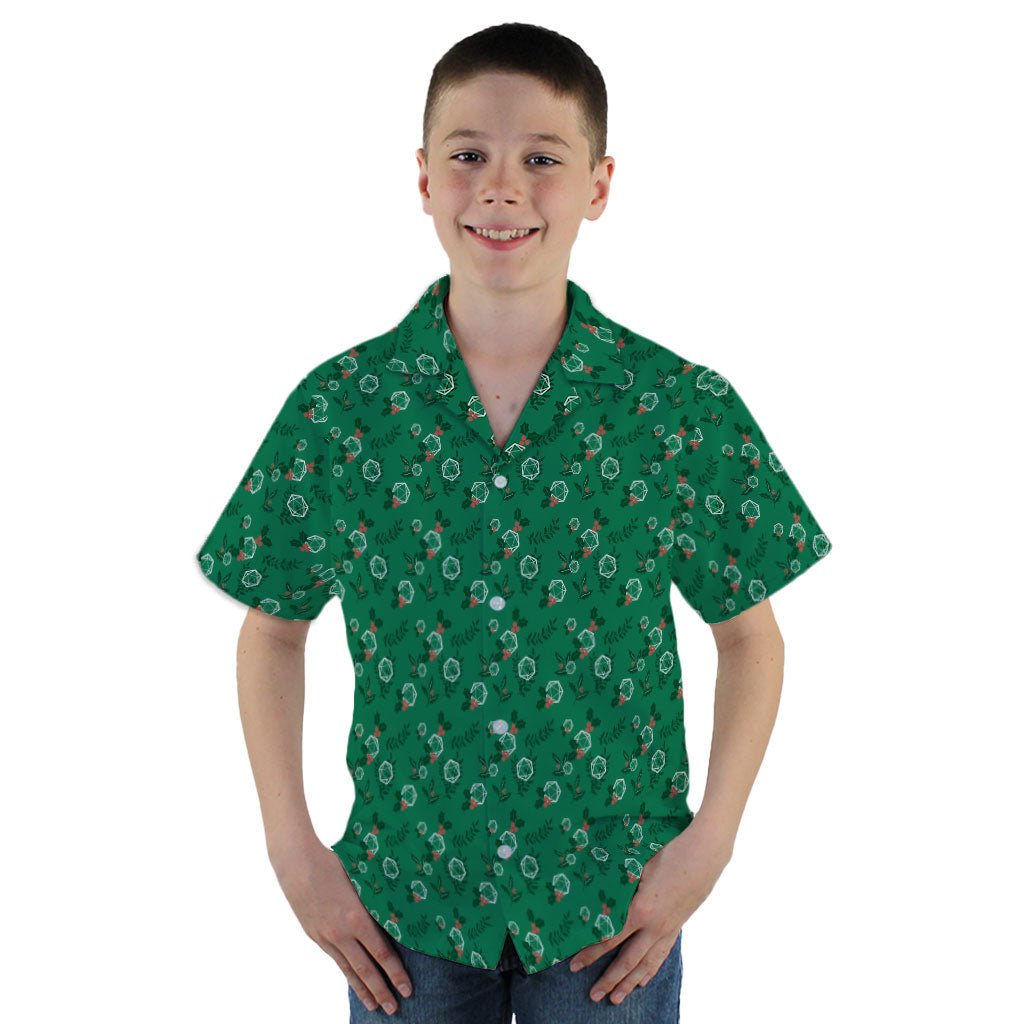 Leafy Mistletoe Dice Youth Hawaiian Shirt - YM - -