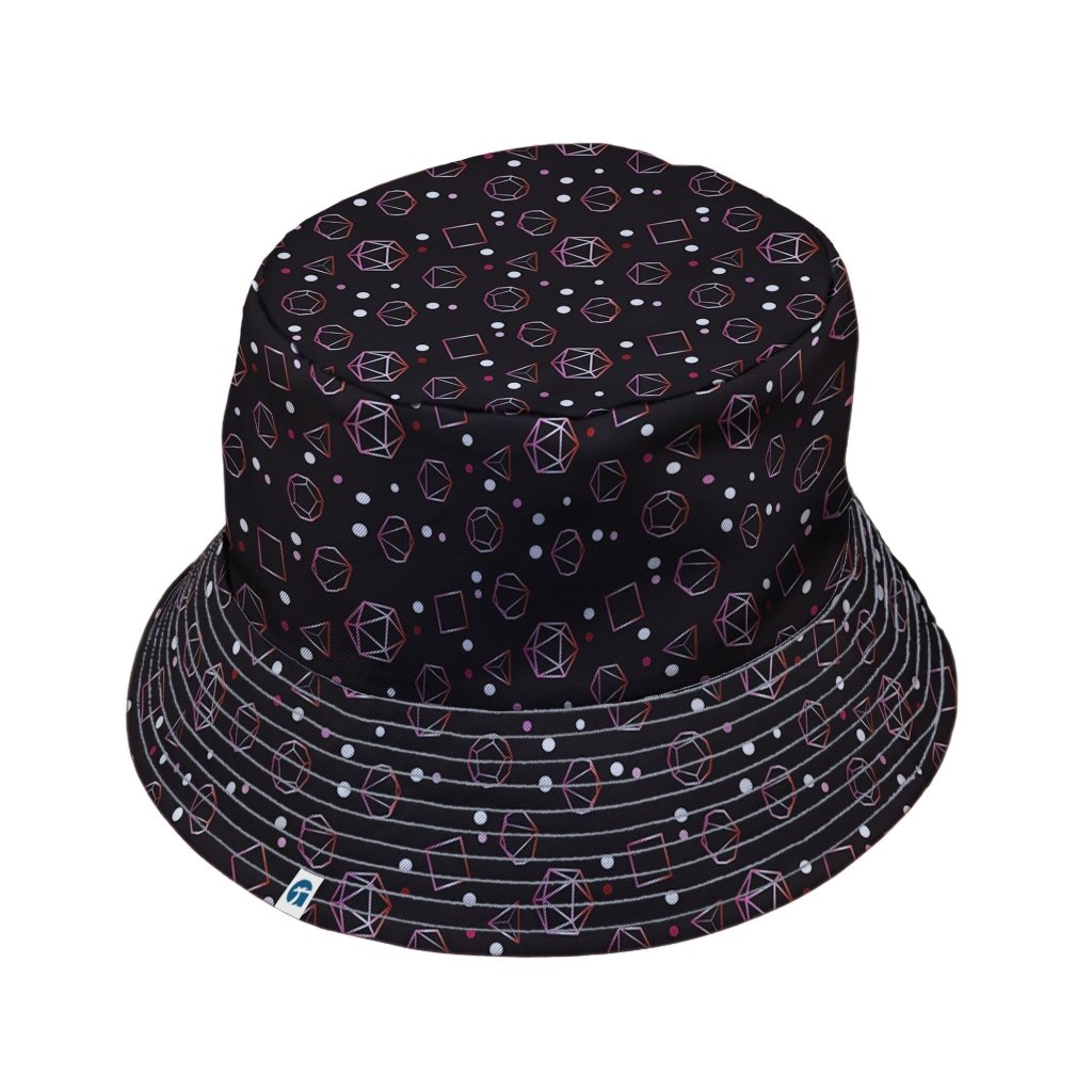 Lesbian Pride Flag DND Dice Bucket Hat - M - Black Stitching - -