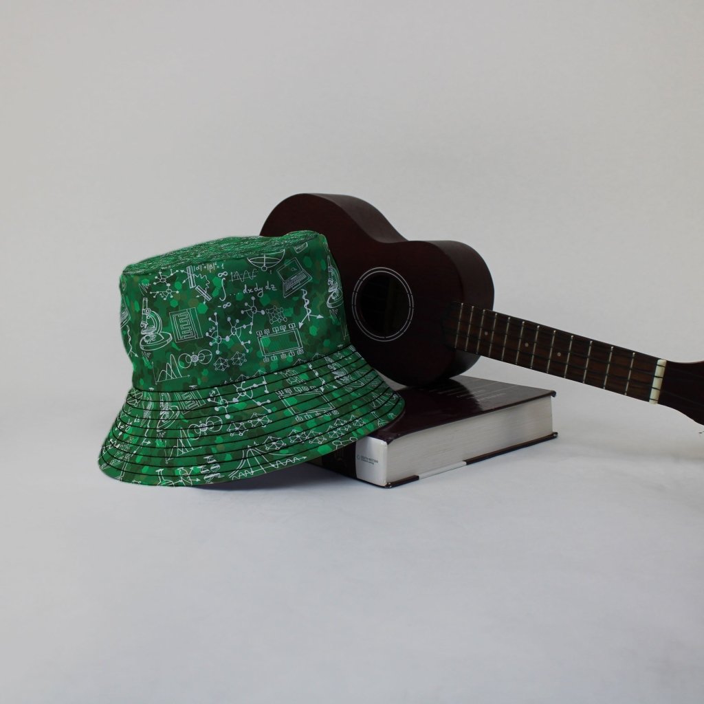 Mad Science Lab Green Bucket Hat - M - Grey Stitching - -