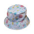 Math Memphis Style White Bucket Hat - M - Black Stitching - -