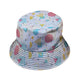 Math Memphis Style White Bucket Hat - M - Grey Stitching - -