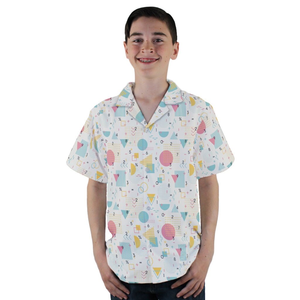 Math Memphis Style White Youth Hawaiian Shirt - YL - -