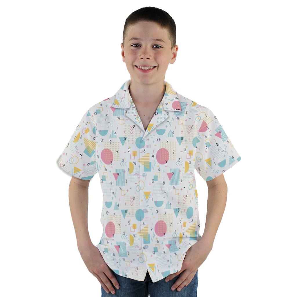 Math Memphis Style White Youth Hawaiian Shirt - YM - -